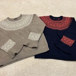 J. Crew Women's Nordic Pattern Sweaters - Beige/Cream and Navy/Red